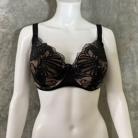 Paramour Other - Paramour Beige Tempting Allover Lace Wire Bra 38D Black overlay 135061